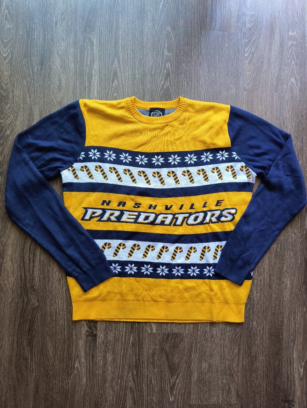 Forever Collectibles Nashville Predators Yellow & Navy Crewneck Sweater